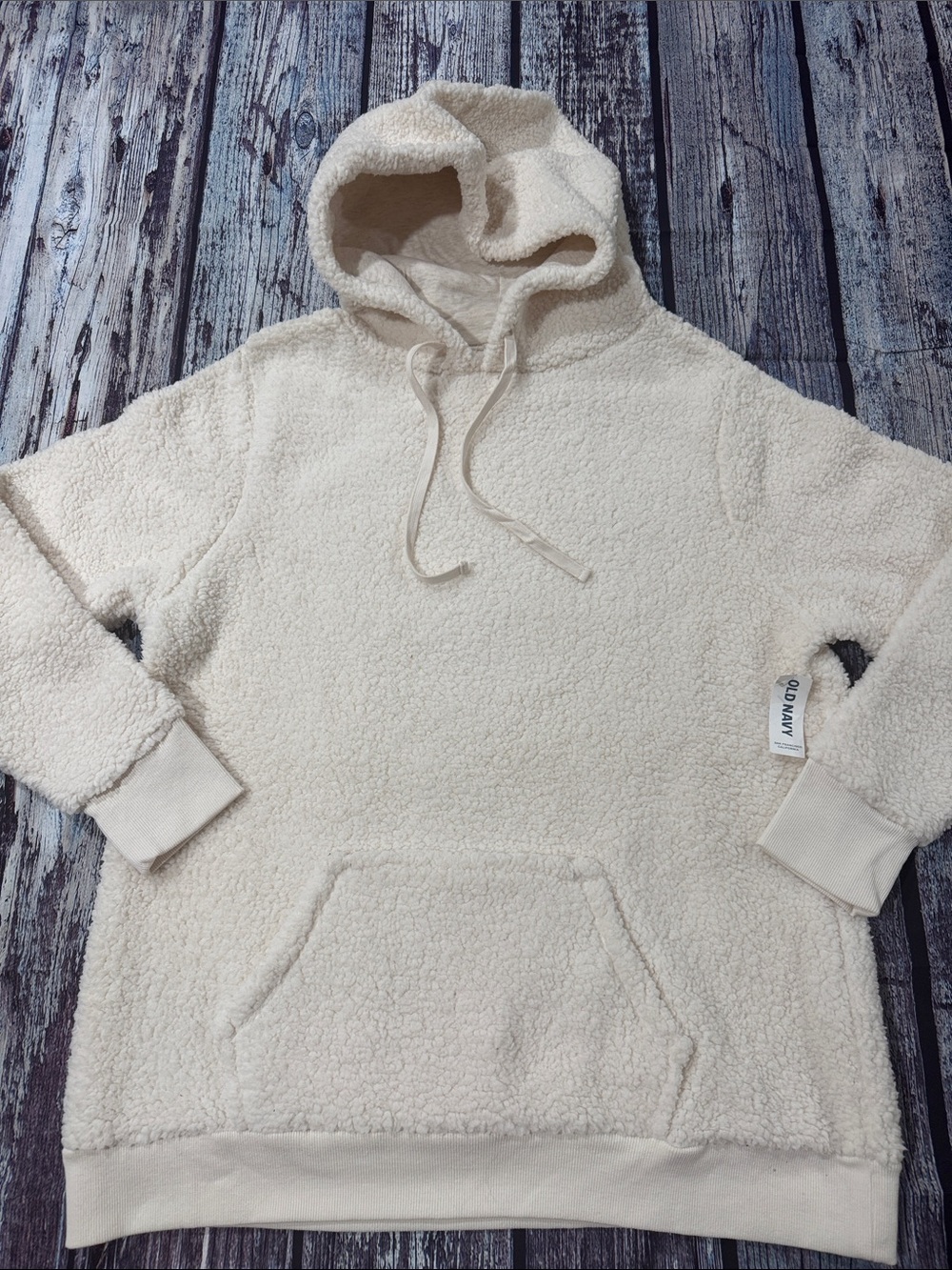 Old Navy Women’s Cream Sherpa Hooded Pullover